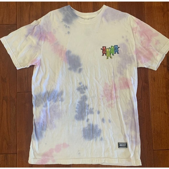Authentic Grizzly griptape Tie Dye Rainbow Balloon Bear T-Shirt Size Large ss - Picture 1 of 5